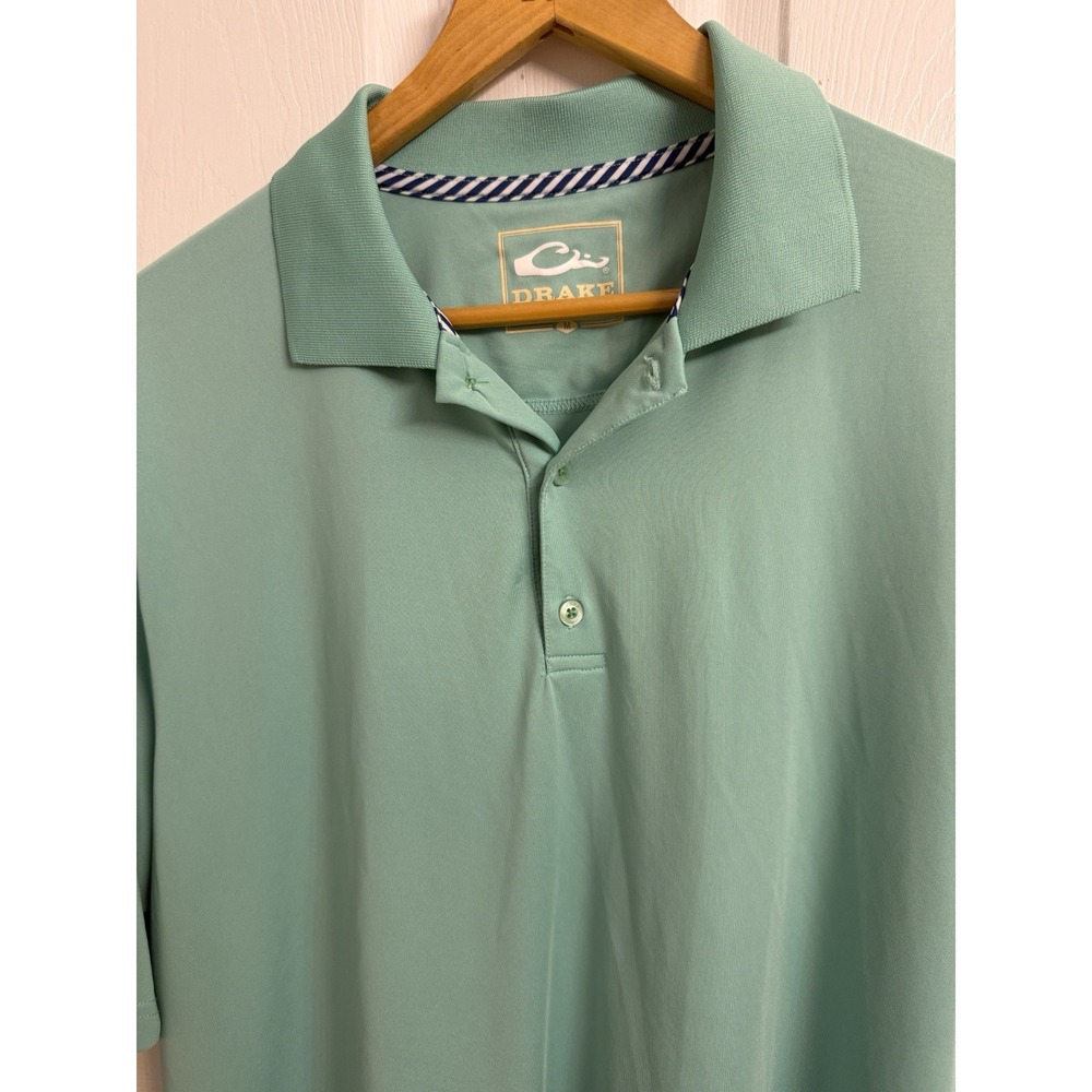 DRAKE Waterfowl Performance Polo Shirt Men's Medium Teal Stretch Comfort S/S